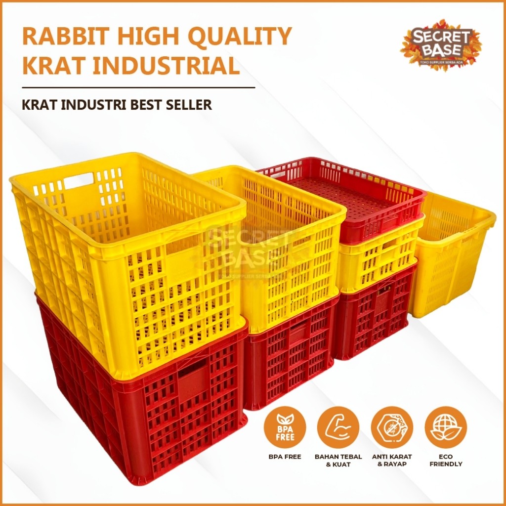 RABBIT HIGH QUALITY KRAT INDUSTRIAL - Keranjang Serbaguna / Krat Industri Tebal / Keranjang Buah
