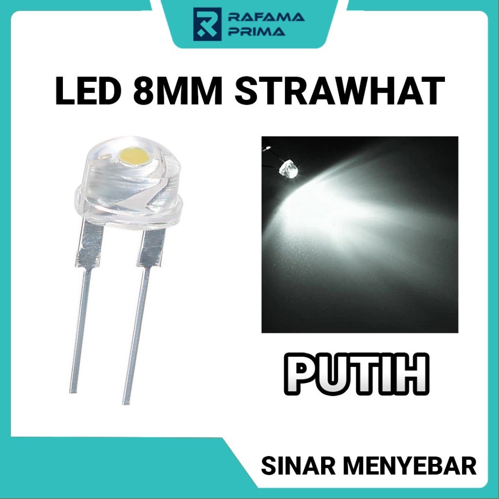 LED Strawhat 8mm Body Clear | Lampu LED Topi - Warna Putih