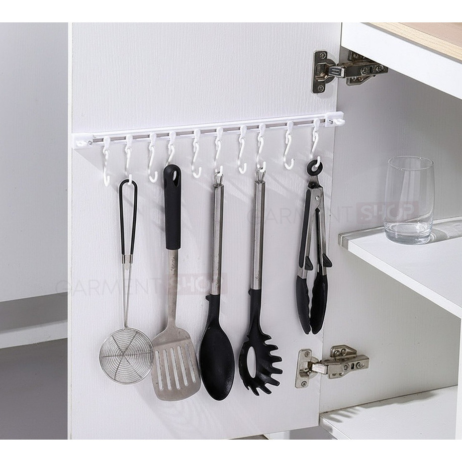 CORNELSTORE Rak Tempel Geser Sliding Hook Gantungan Spatula Sutil Bawah Lemari Kabinet Kitchen Organ