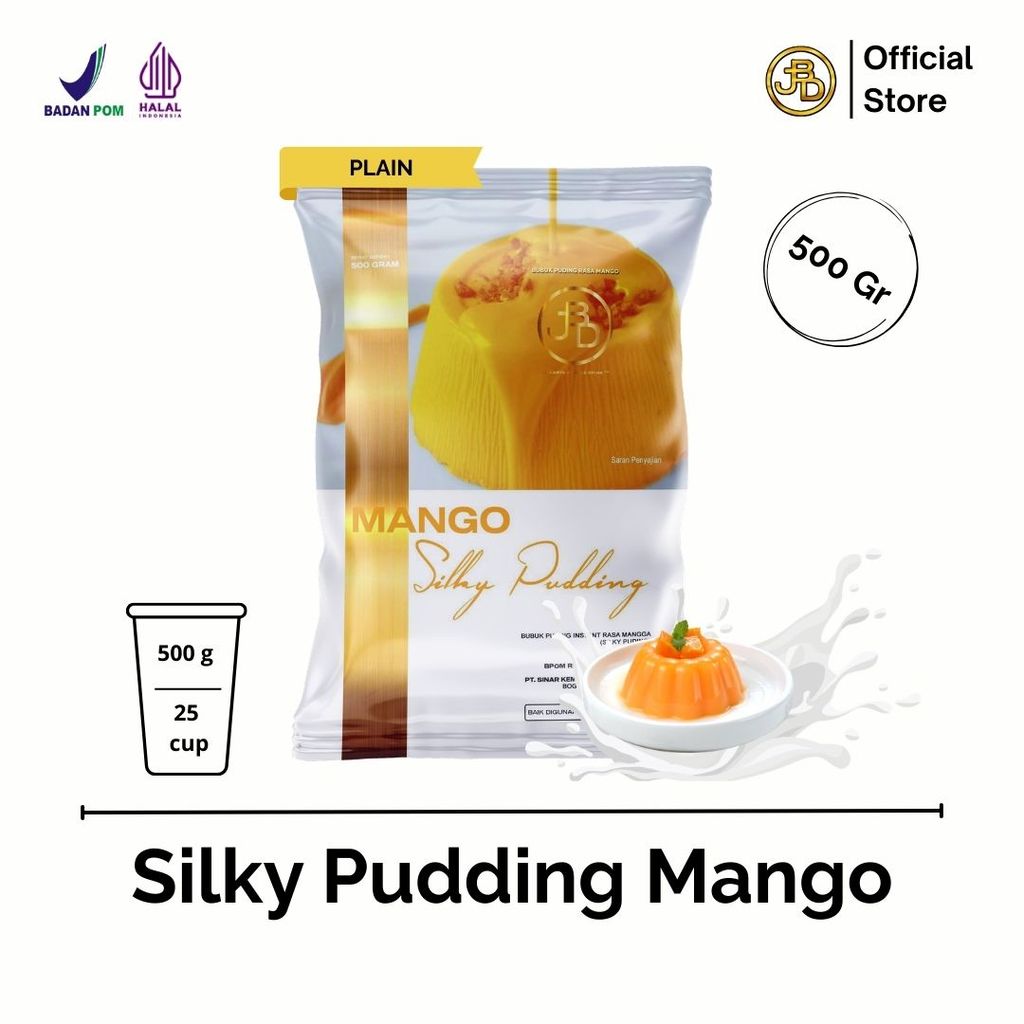 Bubuk SILKY PUDDING MANGO Plain TANPA GULA ukuran 500g - Jakarta Bubble Drink | BPOM&HALAL