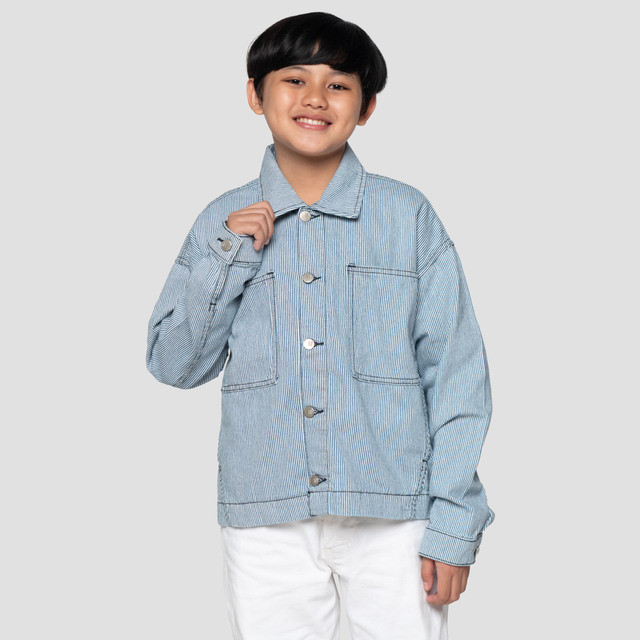 Nevada Stripe Varsity With Pocket Denim Jaket Anak Laki-Laki 123660656