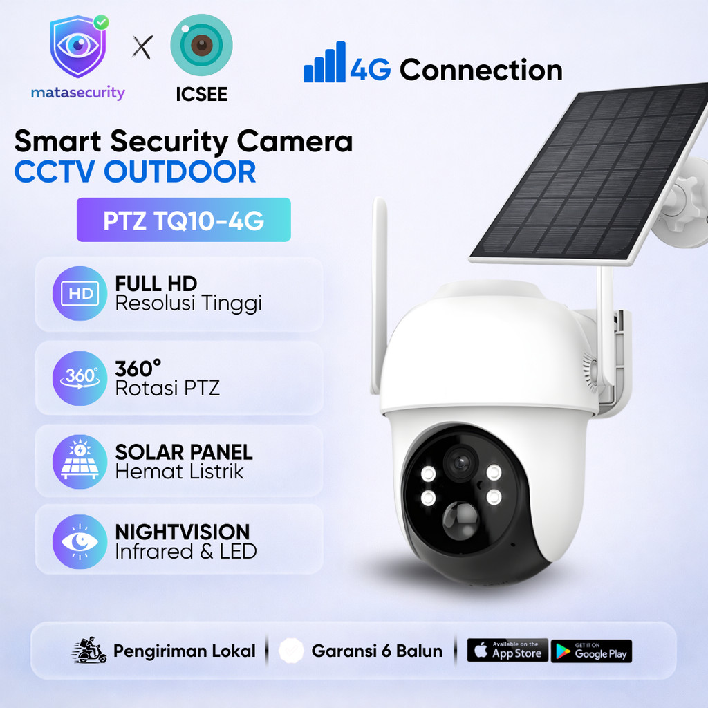 Thunderin IP WIFI Solar Panel Support Simcard 4G , Camera PTZ Outdoor IP66 Icsee APP