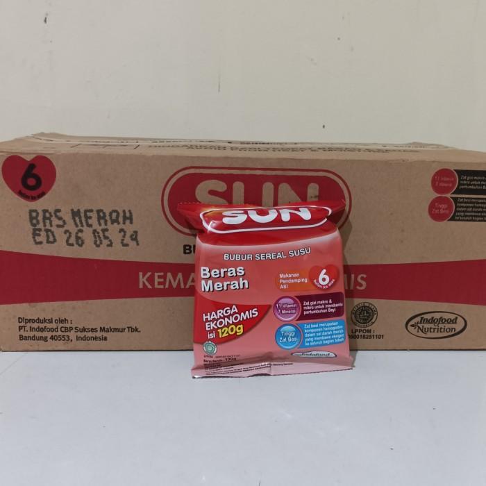 SUN bubur sereal susu Beras Merah ekonomis 120 gr / 1 dus / 24 pcs - 120gr / 24 pcs