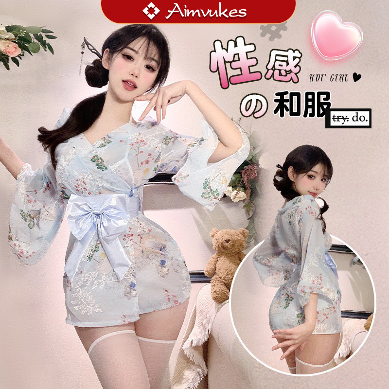 Aimvukes-Lingerie Sexy Wanita Baju Tidur Seksi Pure Desire Kimono Lingerie Set Lingering Sexy Transp