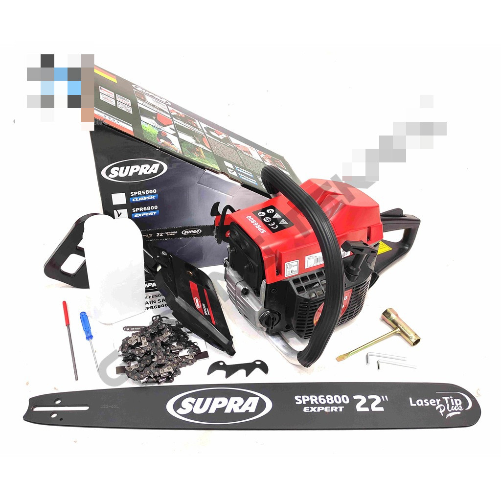 COD Mesin Gergaji Kayu Supra SPR6800 TIGER / Chainsaw Supra SPR6800 Chain Saw Laser Tip 22Inch TG680