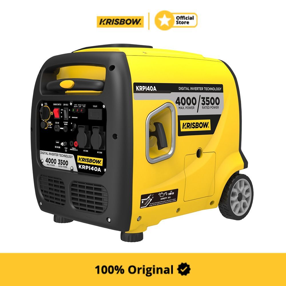 Krisbow Genset Bensin 4000 Watt 1Ph Silent Krpi40A Power Supply Generator Listrik Pengisi Daya Listr