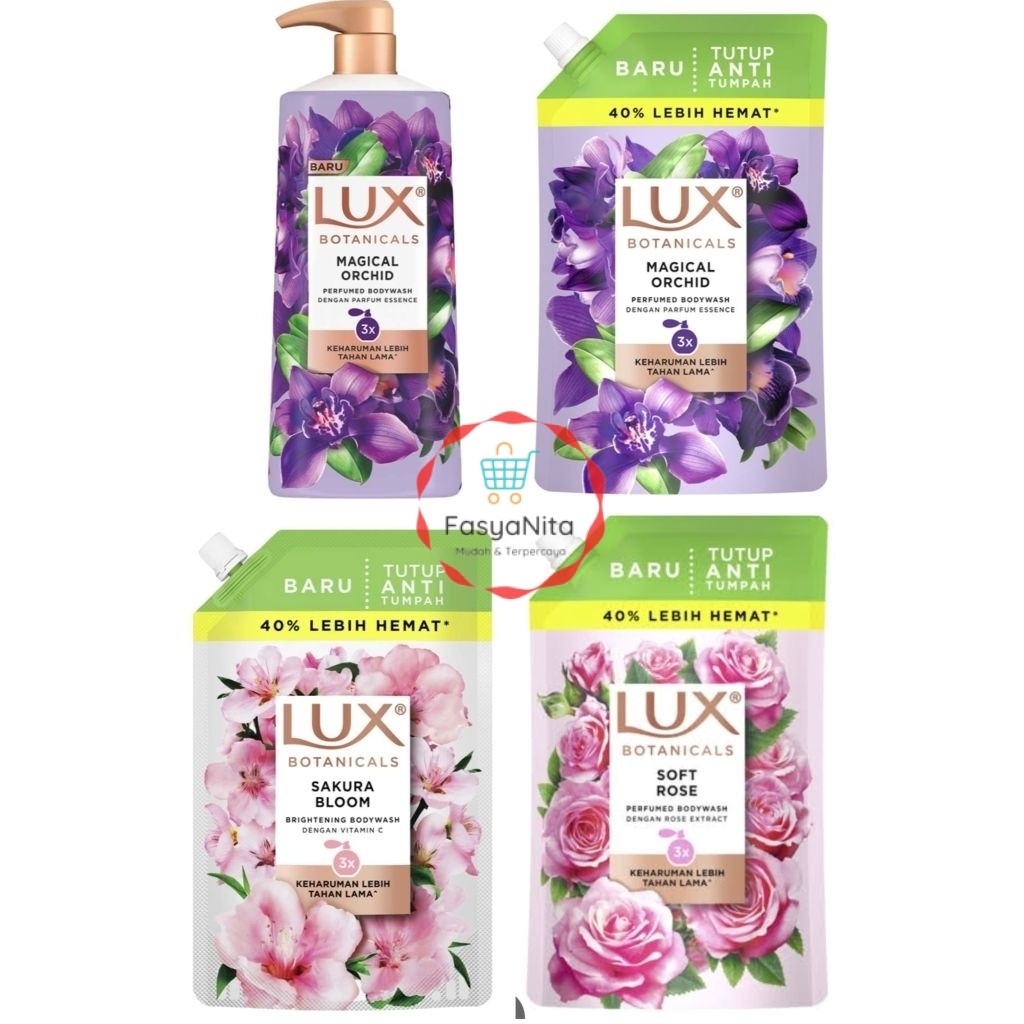 Lux Botanicals kemasan besar Sabun Mandi Cair Soft Rose botol reffill orchid sakura blom - Fasyanita