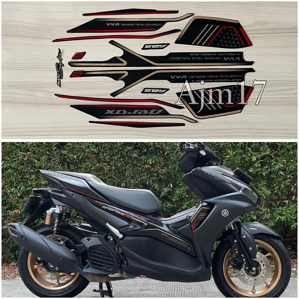 COD STIKER STRIPING MOTOR AEROX S ABS 2023 HITAM FULL KUALITAS TERBAIK