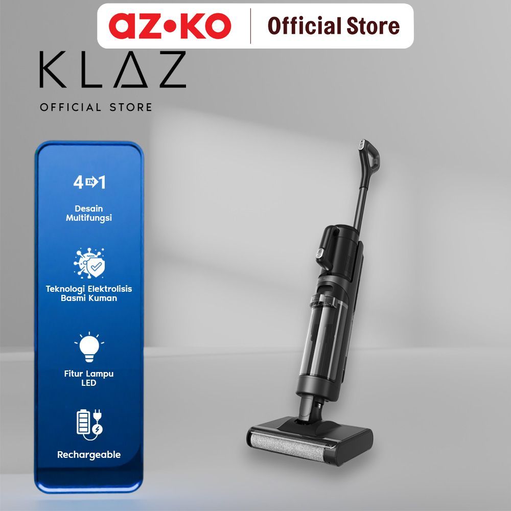 AZKO Klaz Vacuum Cleaner & Floor Scrubber Dual Roller Multifungsi Alat Pembersih Vakum Nirkabel Clea