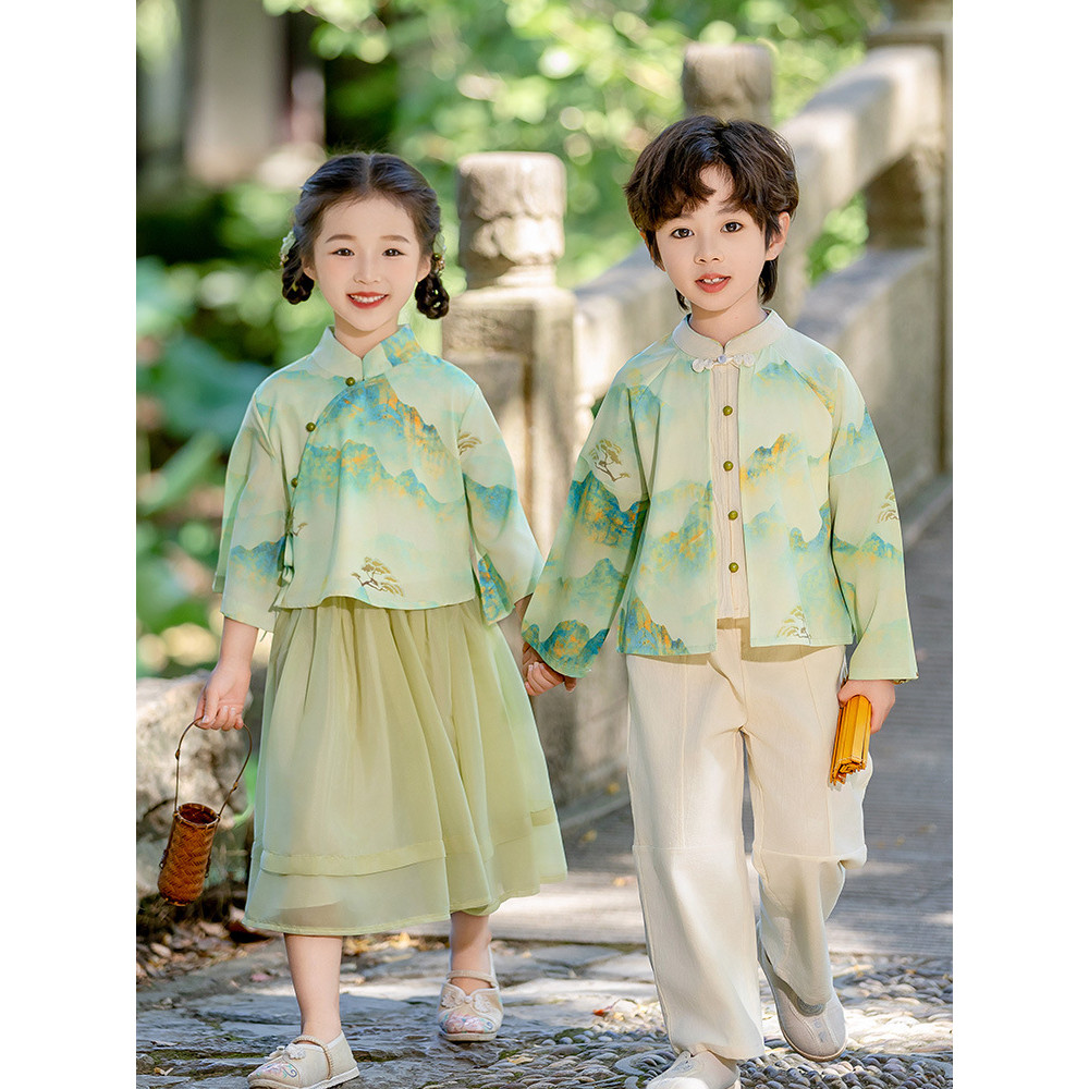 Pakaian Hanfu Lengan Panjang untuk Anak Perempuan, Kostum Penyihir dari Oz untuk Anak Laki-Laki