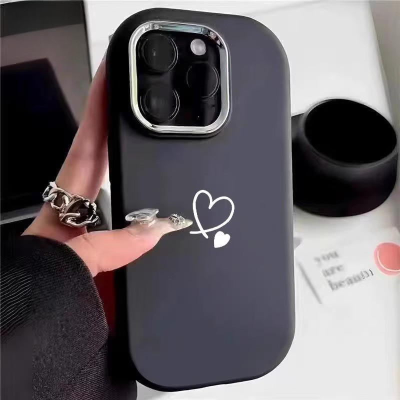 Casing HP Lucu Gaya INS Silikon Anti Jatuh Motif Wajah Kartun Hati Aesthetic For OPPO A15 A16 A17 A1