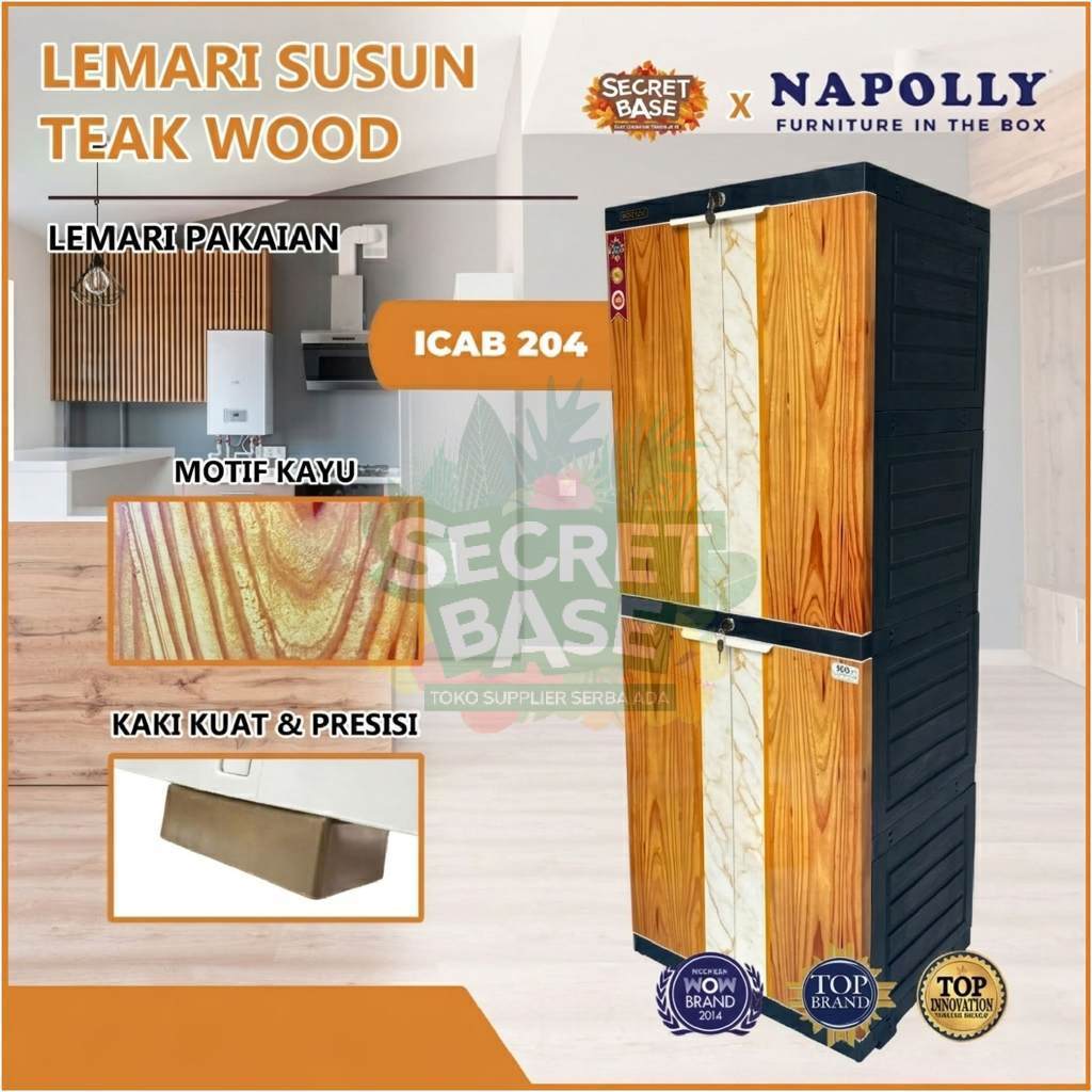 NAPOLLY ICAB 204 - Kunci / Almari Plastik / Lemari Susun Pakaian / Bok / Lemari Jumbo