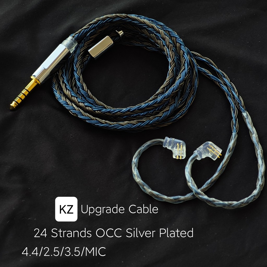 KZ 24 Core OCC Silver Plated Upgrade Cable Earphones Cable 4.4mm 3.5mm with mic for KZ ZS10 Pro X AS