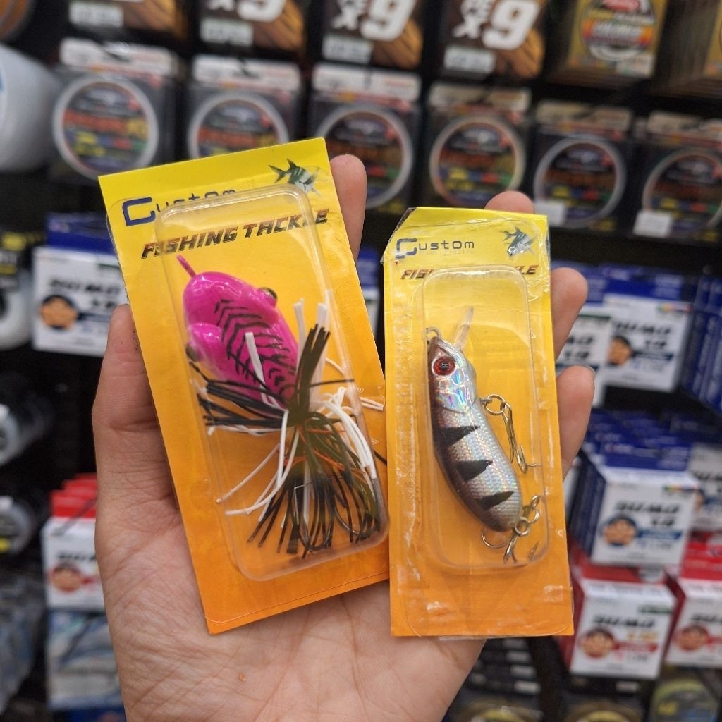 UMPAN PANCING MINNOW CUSTOM LURE SET FROG + SPIN