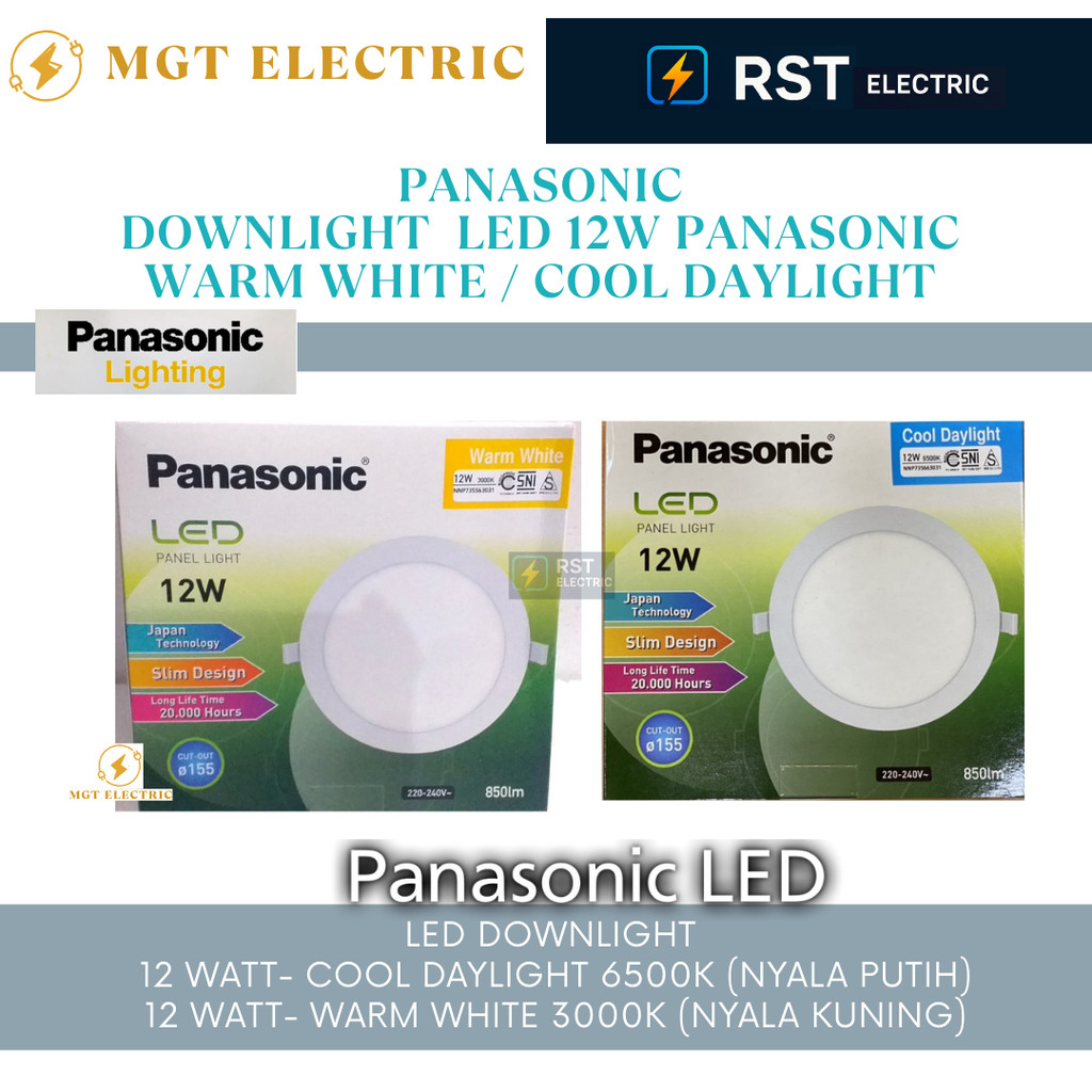 PANASONIC LED DOWNLIGHT PANEL 12W PANASONIC BULAT 12 W 12 Watt 12 WATT