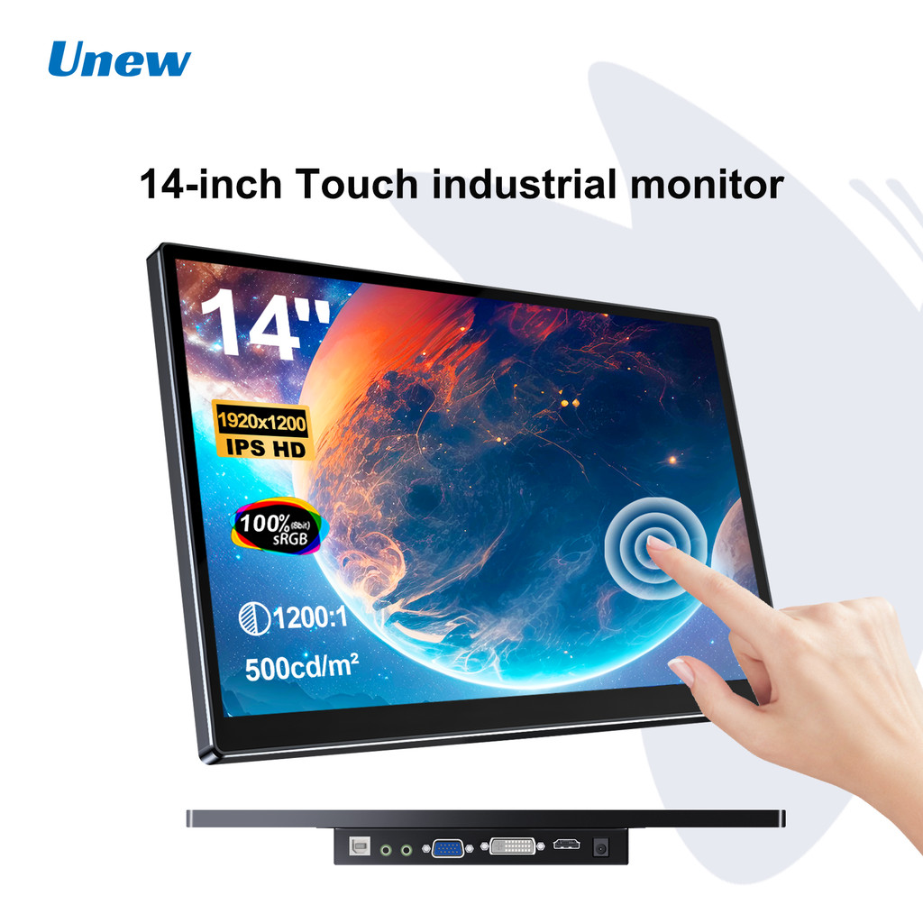 Unew 14 in 1920x1200 Tou Monitor 500cd 16:10 60Hz IPS Portable Monitor Second Screen for Laptop Swit