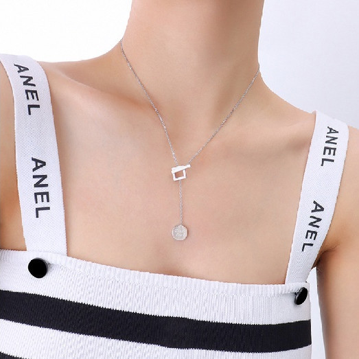 Kalung Stainless Steel 316L dengan Liontin Tassel Bulat – Desain Sederhana, Gaya Minimalis, Elegan, 