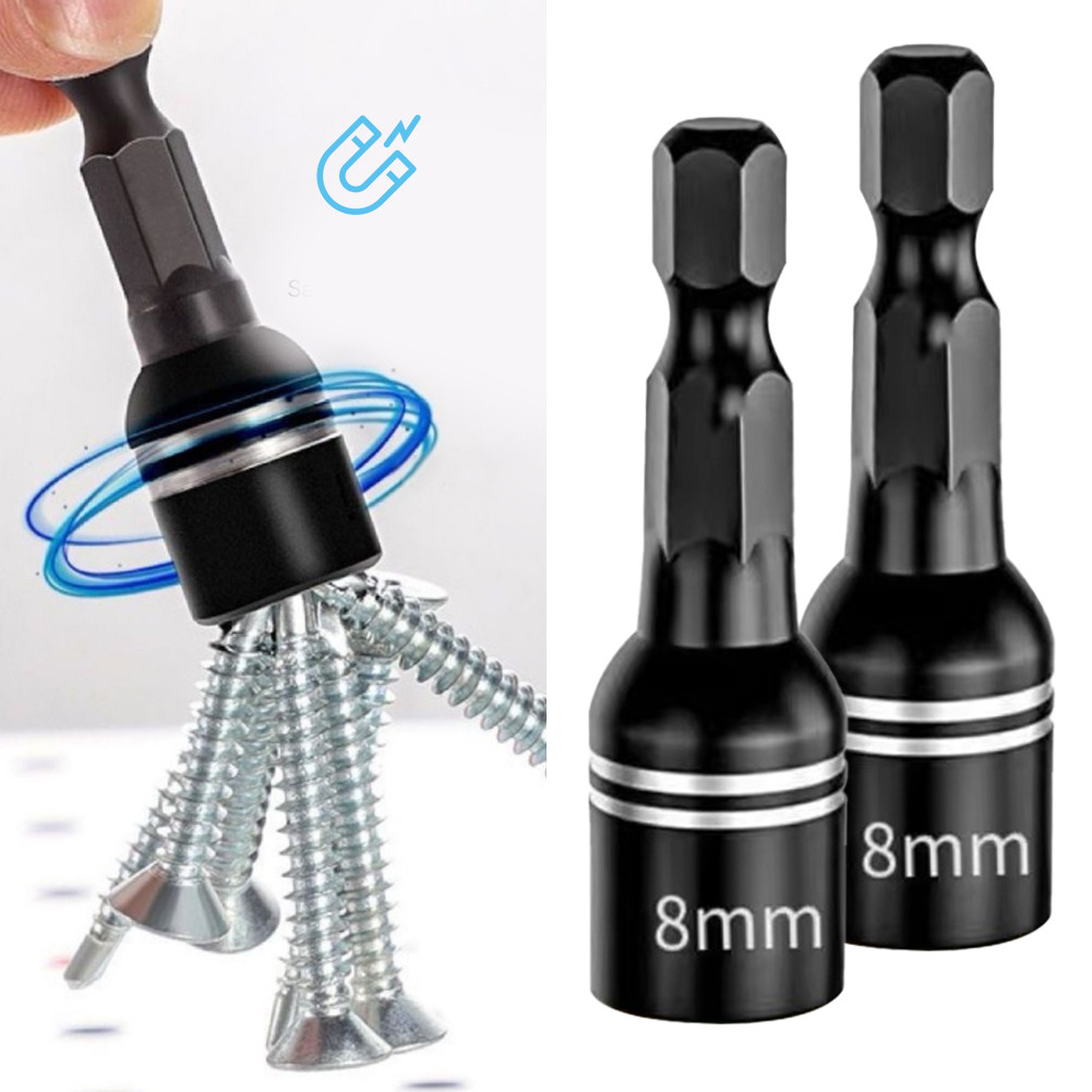 Set Bor Magnetik Hexagon 2/4PCS Premium - Socket Bit 8mm untuk Mesin Bor, Baut & Sekrup