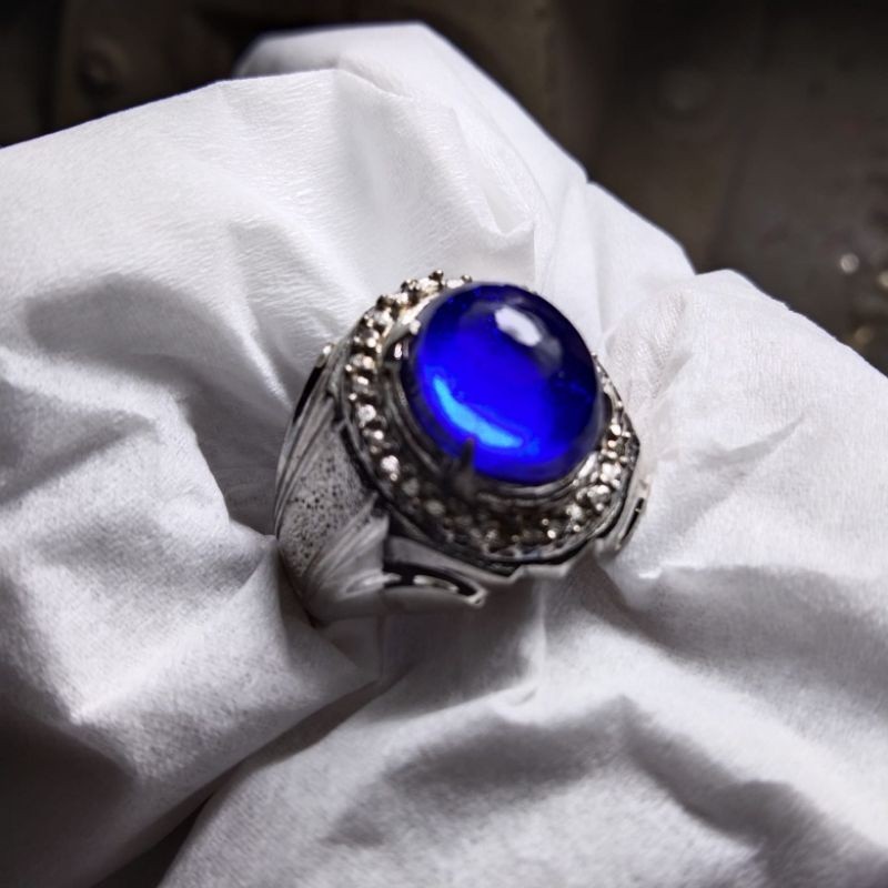 Cincin batu akik blue chylop giwang / rindu akik