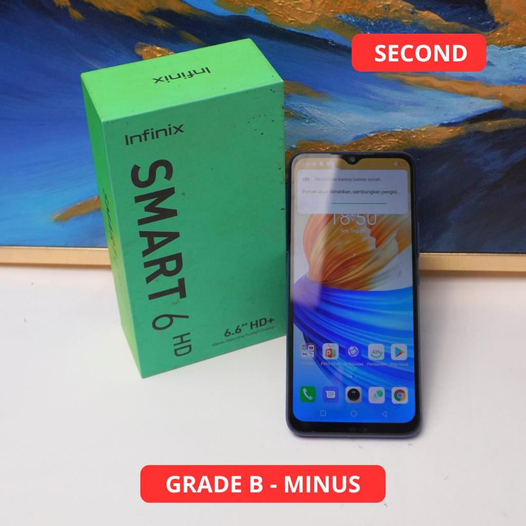 INFINIX SMART 6 HD 2/32 GB GRADE B - MINUS HP SECOND ORIGINAL SINAR MUTIARA CELL