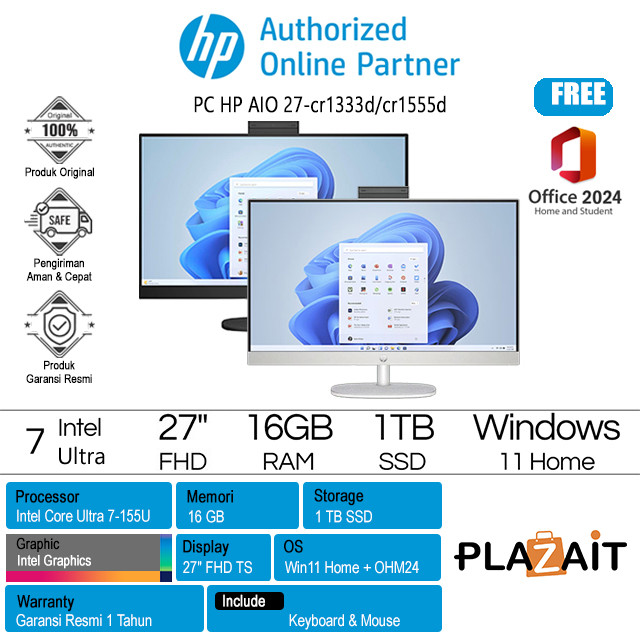 PC HP AIO 27-cr1333d cr1555d /Intel Core Ultra 7-155U/16GB/1TB SSD/Intel Graphics/27 FHD IPS Touch/W