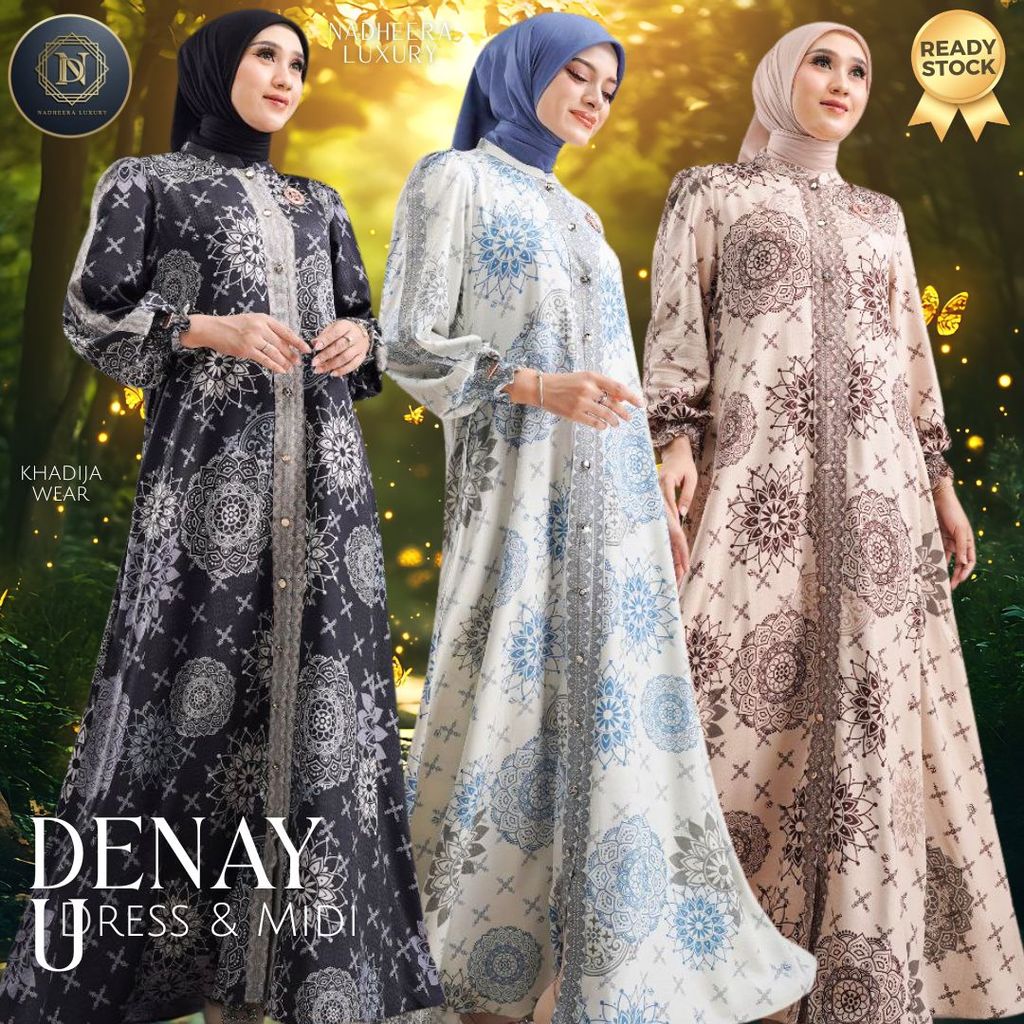 DENAYU DRESS MIDI NADHEERA LUXURY GAMIS RAYON EMBOSS TERBARU DANAYU JENAYU NADHERA NEW