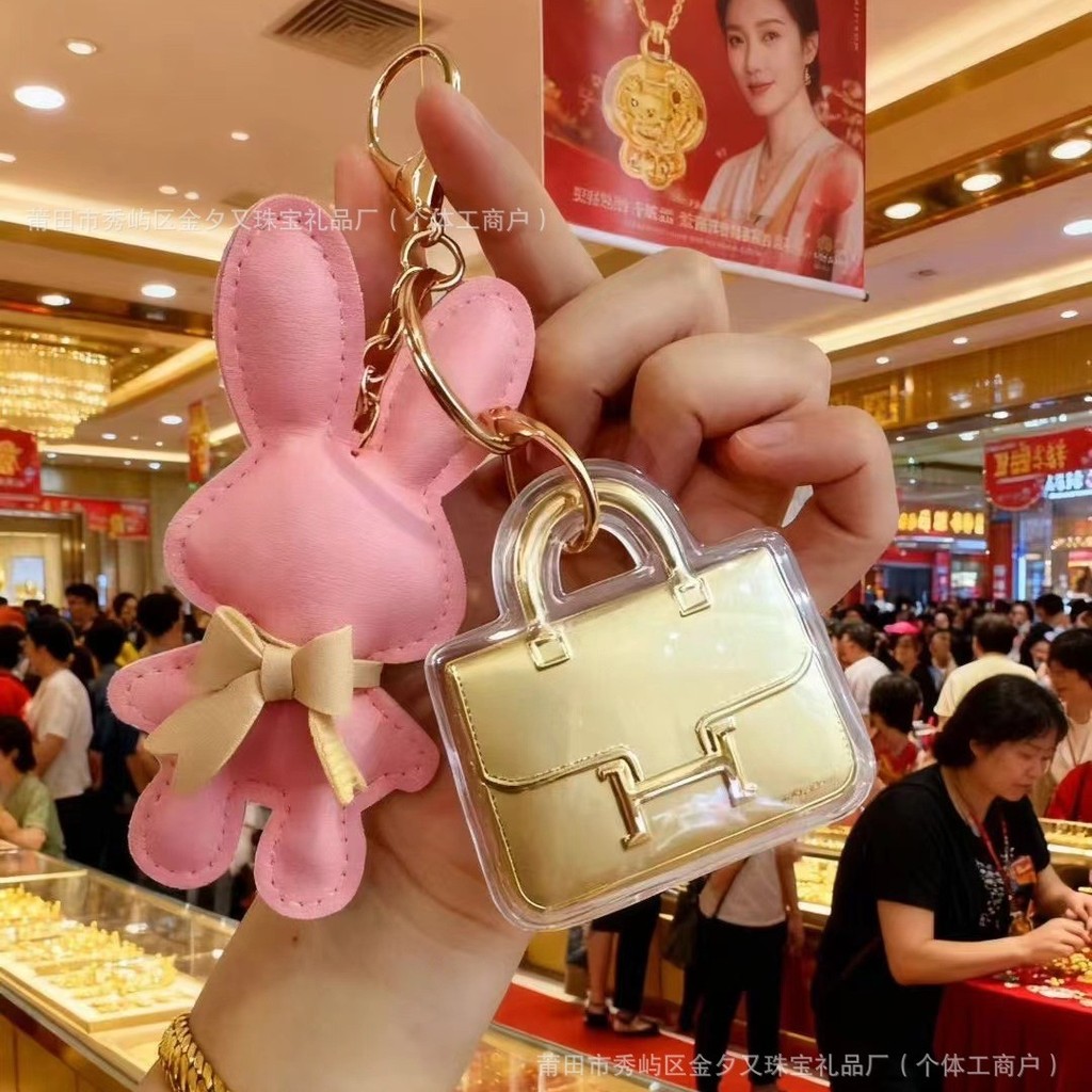 Liontin ponsel emas penuh emas 999 liontin tas gantungan kunci