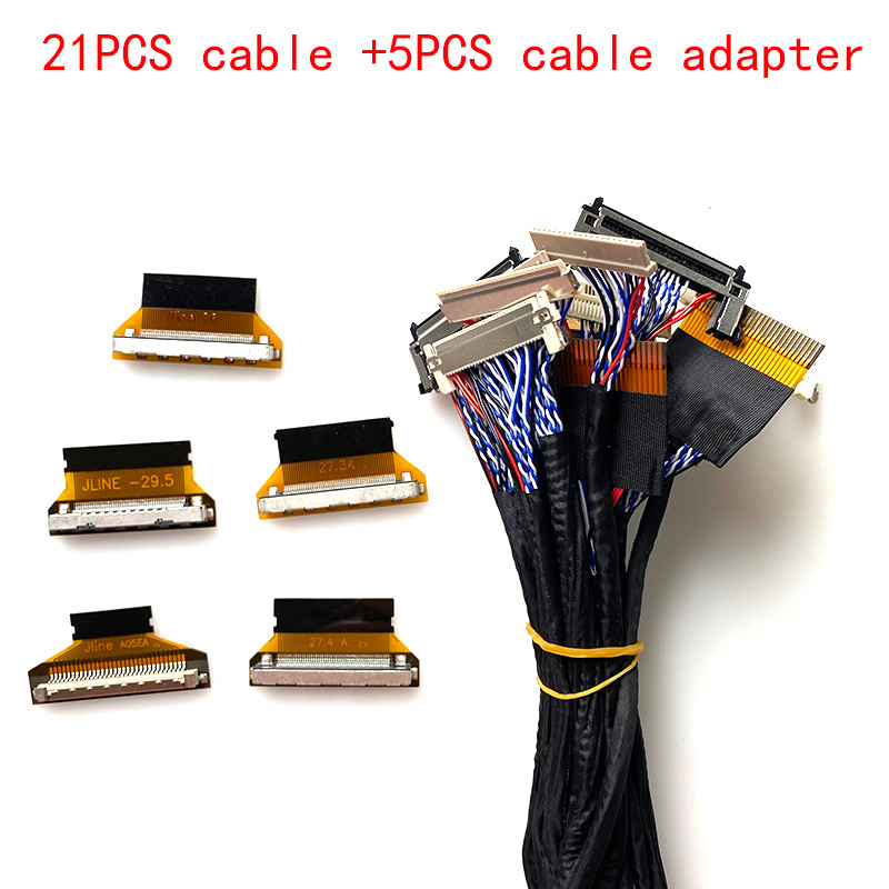 21pcs lvds cable kit +4pcs cable adapter 1065 screen 20P 30P 40P 51P LVDS FPC Commonly used for scre