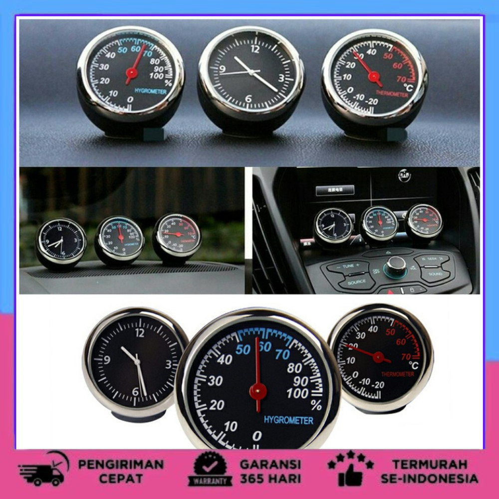 Dashboard Jam Analog Thermometer Hygrometer QUARTZ Mobil Mobil Mini Jam Digital Mobil
