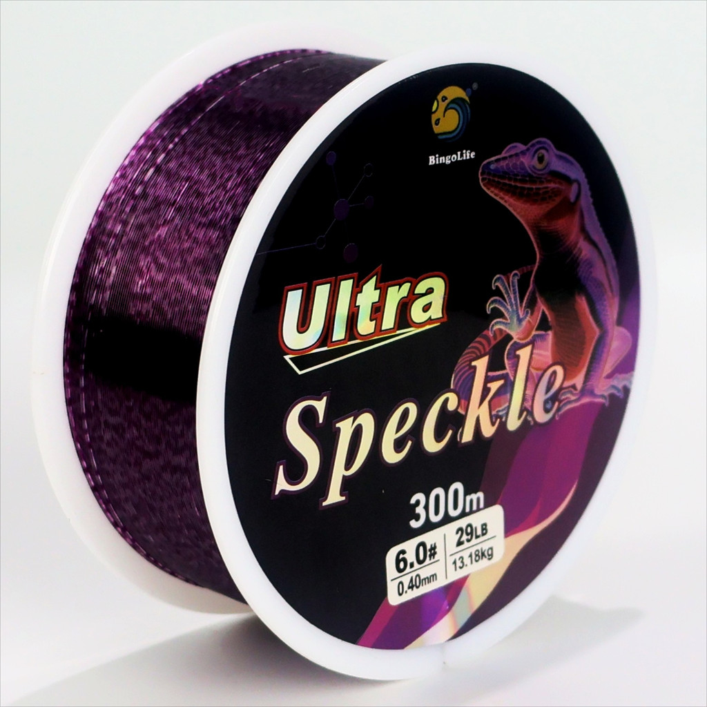 Bingolife Senar Pancing Speckle Ungu 300m Nilon Jerman Premium Ultra Siluman Kamuflase Kuat Tahan Au