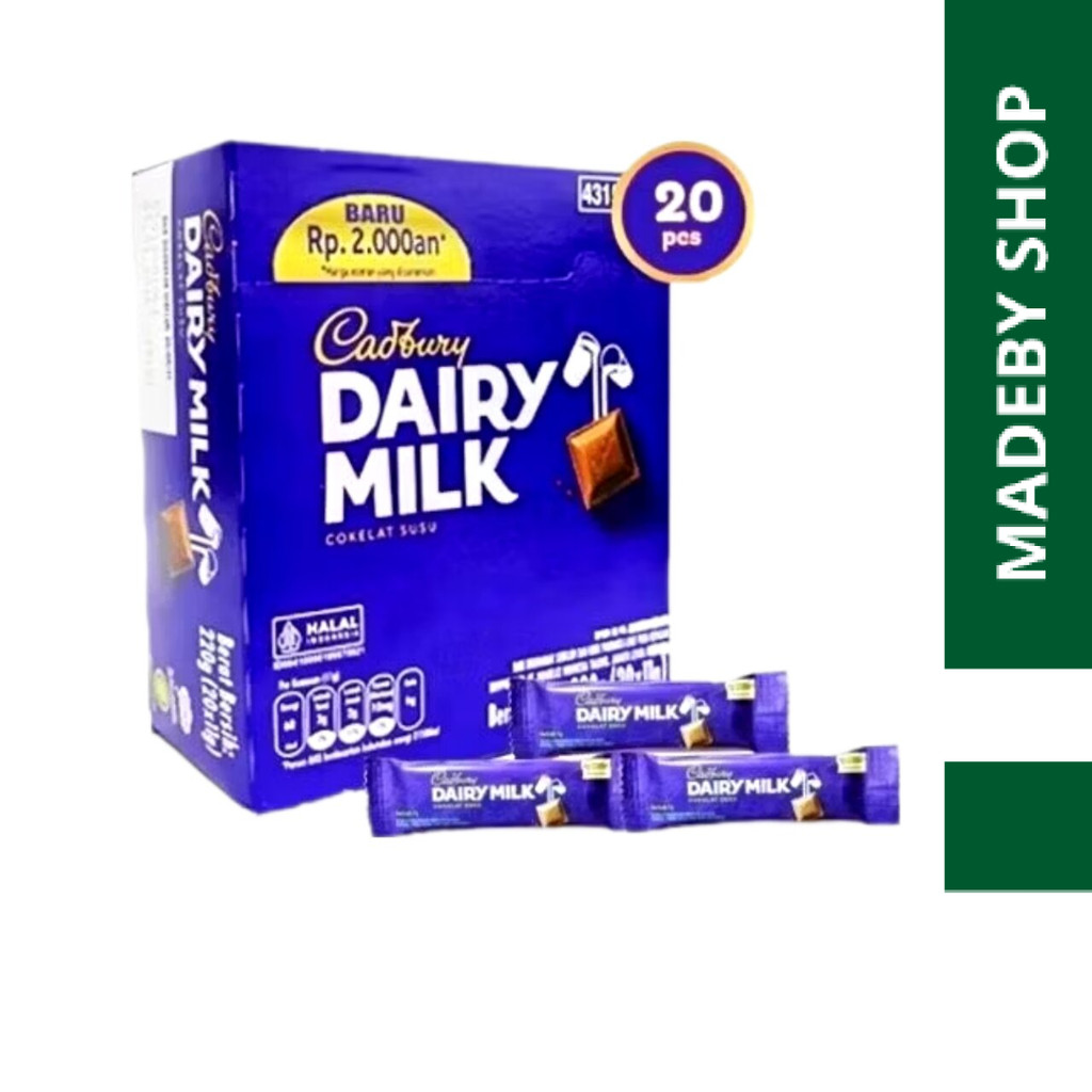 COKLAT BATANG CADBURY DAIRY MILK 11 GRAM - 1 BOX ISI 20 PCS