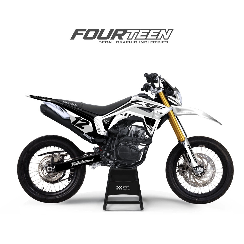 DECAL CRF 150 L - stiker dekal crf 150 supermoto HITAM PUTIH