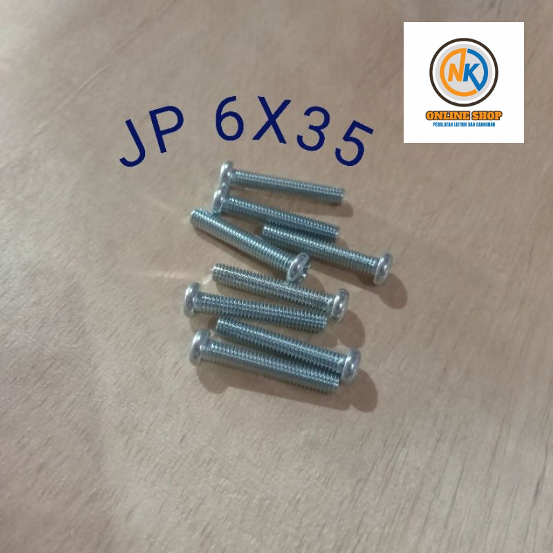 NK_ONLINESHOP MENJUAL BAUT JP 6X35 SEKRUP JP 6 X 35 JP 6X35 ISI 100 PCS TANPA MUR