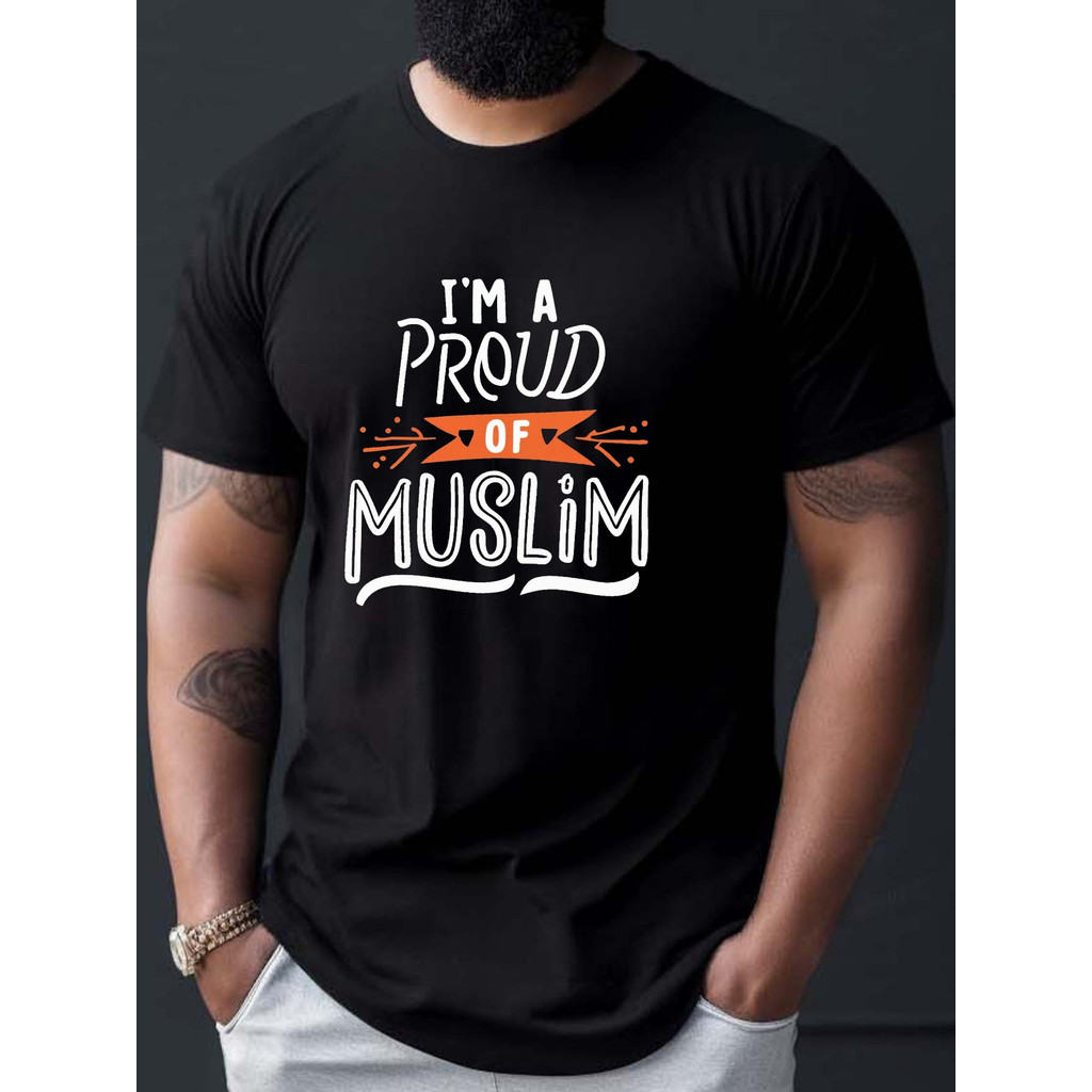 Baju Muslim Pria Lengan Pendek - Kaos Oblong Polos Santai Muslimah Style Baju Lebaran & Hari Raya Ka