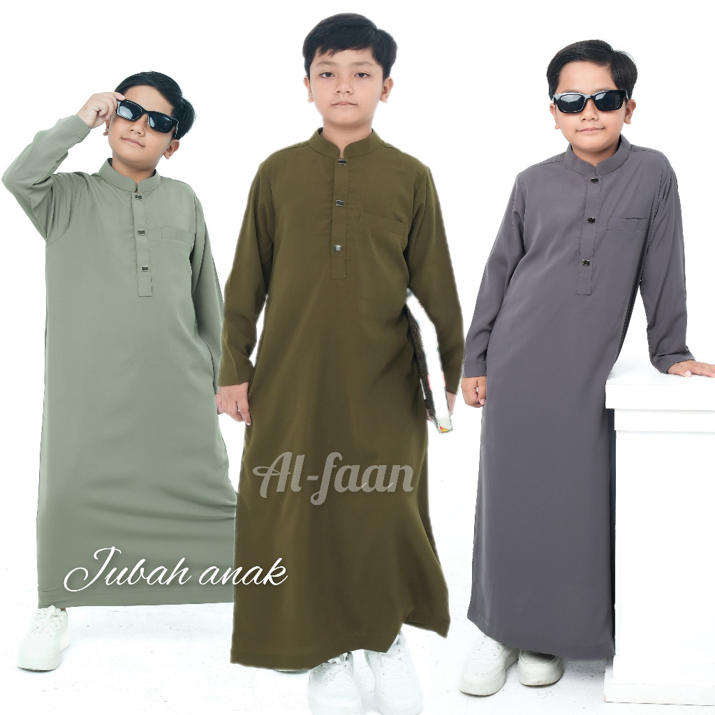 GUNSHOP Jubah anak pria jubah remaja gamis anak jubah muslim pria panjang hitam katun robes