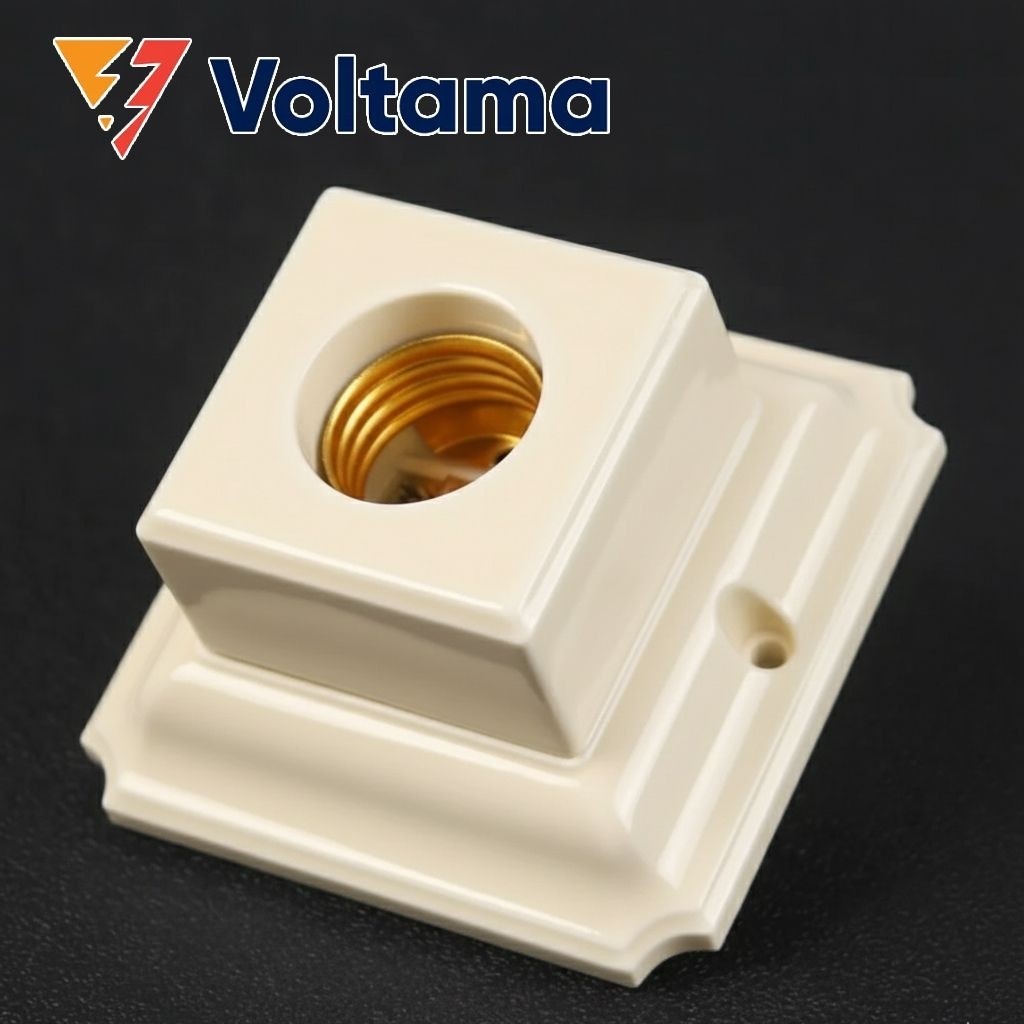 Fitting Plafon / Fitting Lampu Segi 4 Voltama SNI Bakelit Tahan Panas