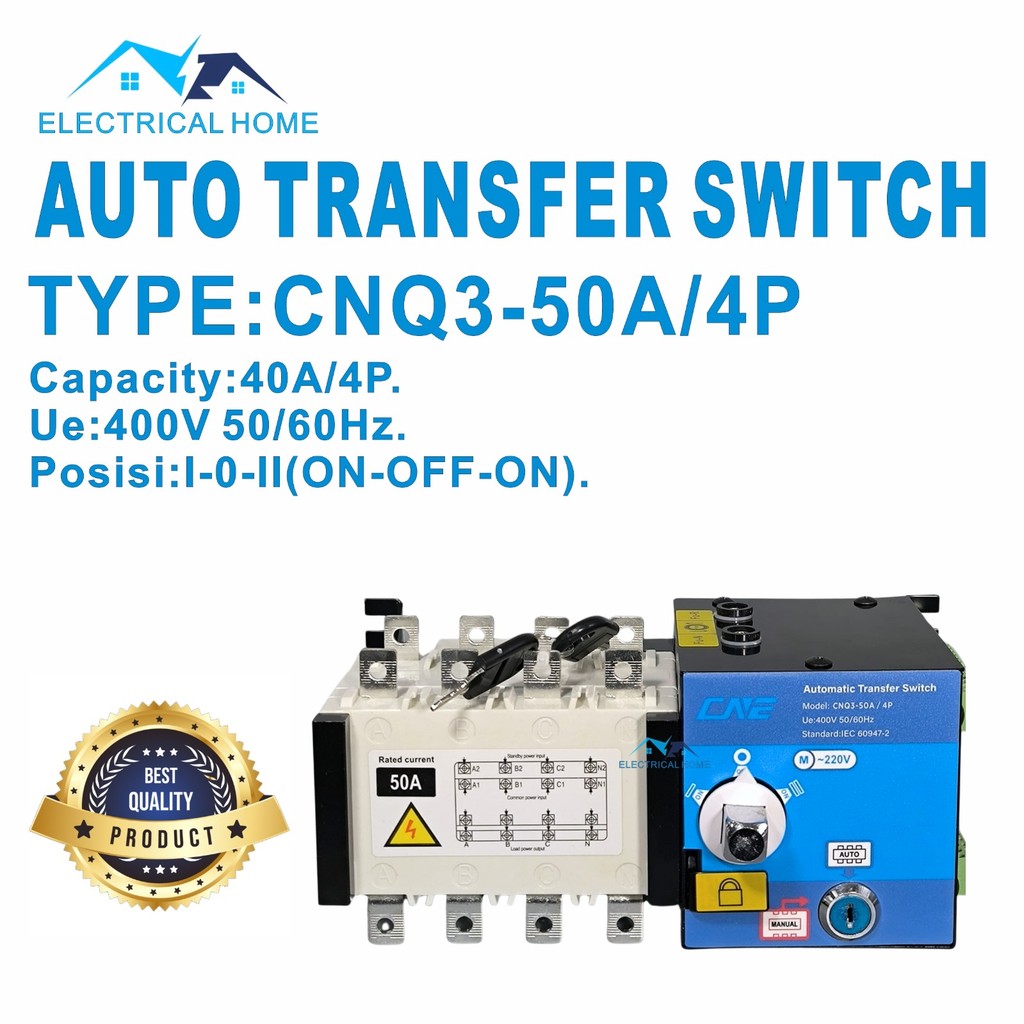 Auto Transfer Switch ATS 4P 50A/Motorized Ohm Saklar 50A