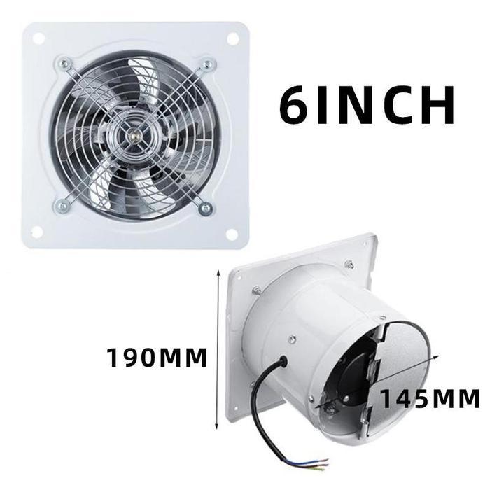 Exhaust Fan 4/6/8Inch Exhaust Fan Dinding Kipas Exhaust Ventilasi Dinding  Booster Fan - White 6 inc