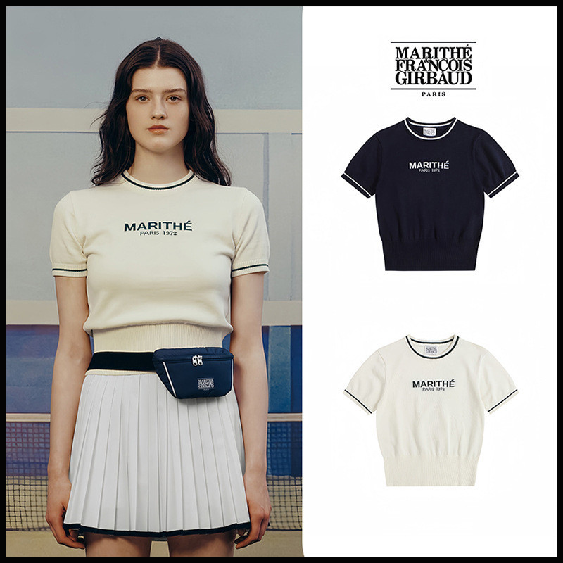 Sweater Lengan Pendek Marith Korea Wanita Model Baru Slim Fit