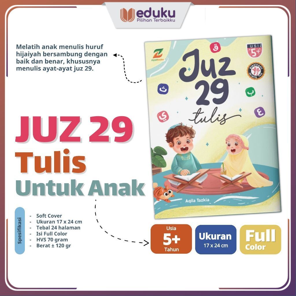 Ziyadbooks - Buku Juz 29 Tulis untuk Anak - Belajar Menulis Menebalkan Al Quran Membantu Hafalan