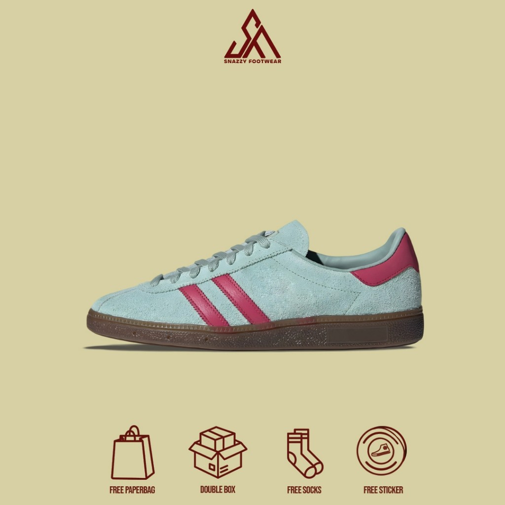 Sepatu Sneakers Adidas Munchen Hazy Tosca Pink 100% Original Unisex