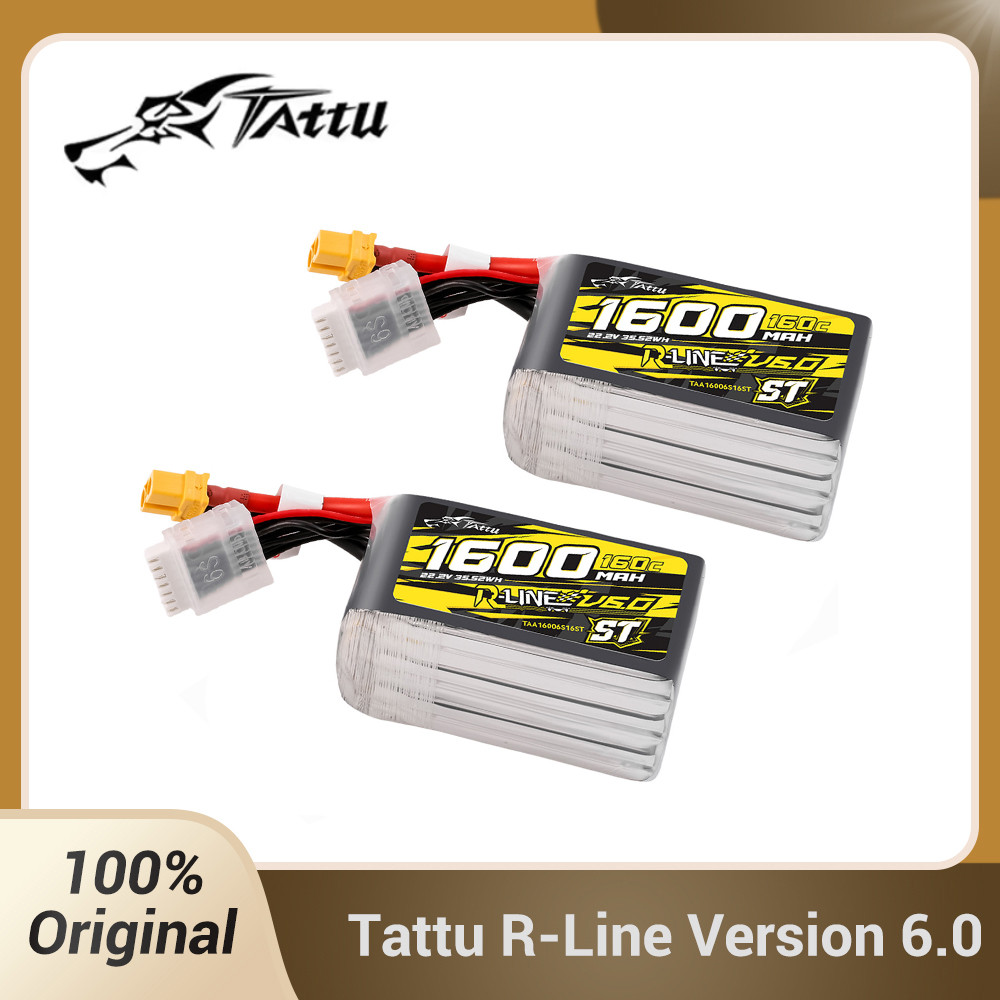 Tattu R-Line 6.0 1600mAh 6S Lipo Battery 160C 22.2V ST SQ  XT60 Plug For Racing Drone RC Helicopter 