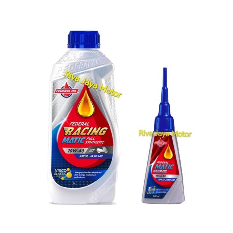 Paket Oli Federal Racing Matic 1 Liter + Oil Gardan Supreme 10w-40 1000ML 1000 ML Mesin Gear