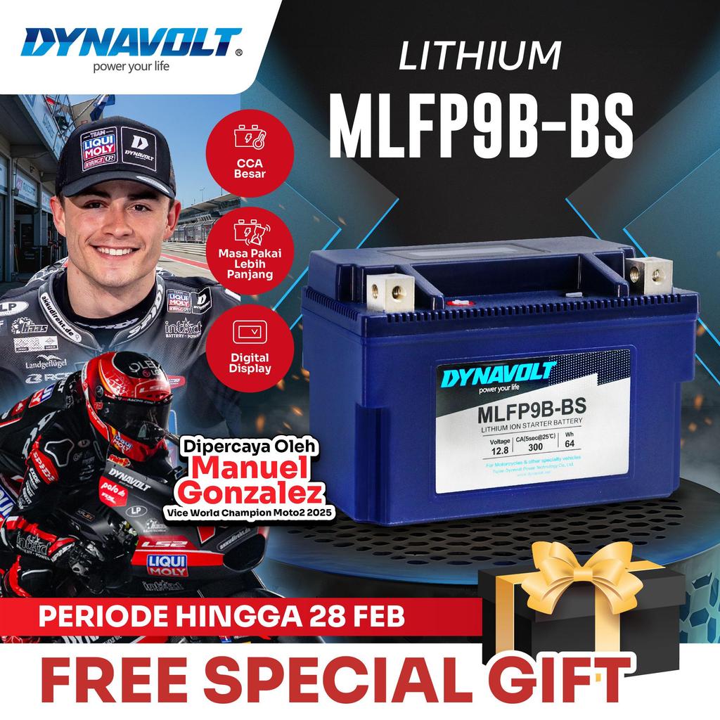 DYNAVOLT Aki Motor TRIUMPH Daytona 675, dll | Lithium MLFP9B-BS | 6 - 10 AH 300 CCA