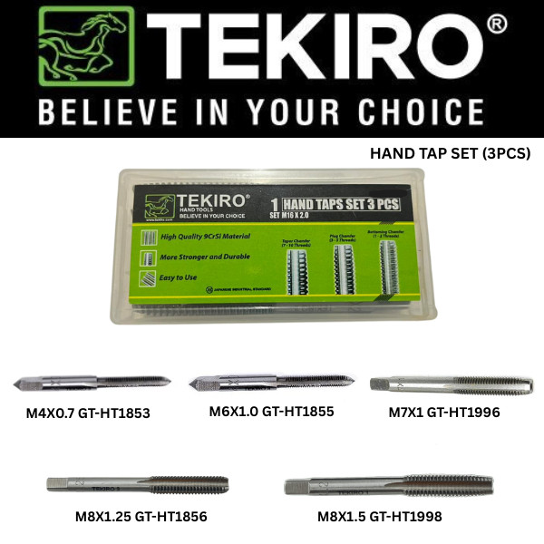 TEKIRO Hand Tap Set M4X0.7-M6X1.0-M7X1-M8X1.25-M8X1.5 / Hand Tap Ulir TEKIRO