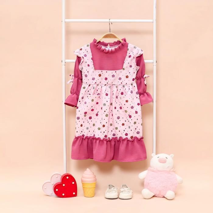 PROMO LEBARAN IconKids - Cooper Dress - Gamis Anak 1 - 8 Tahun ( Gamis Anak Perempuan ) - Pink, S