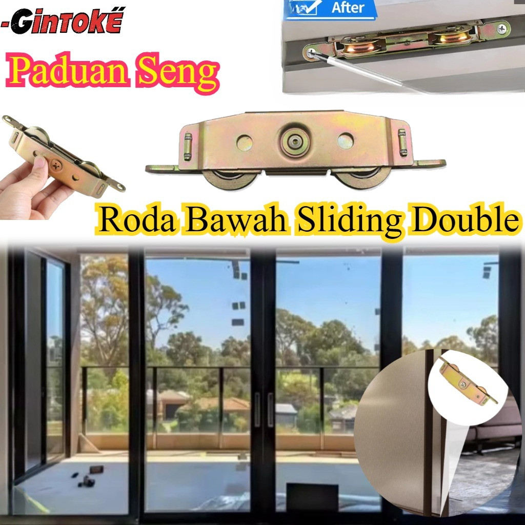 Beban Kuat Roda Pintu Sliding Geser Bawah Dua Roda/ Roda Bawah Sliding Double / Roda Bawah Pintu Ges