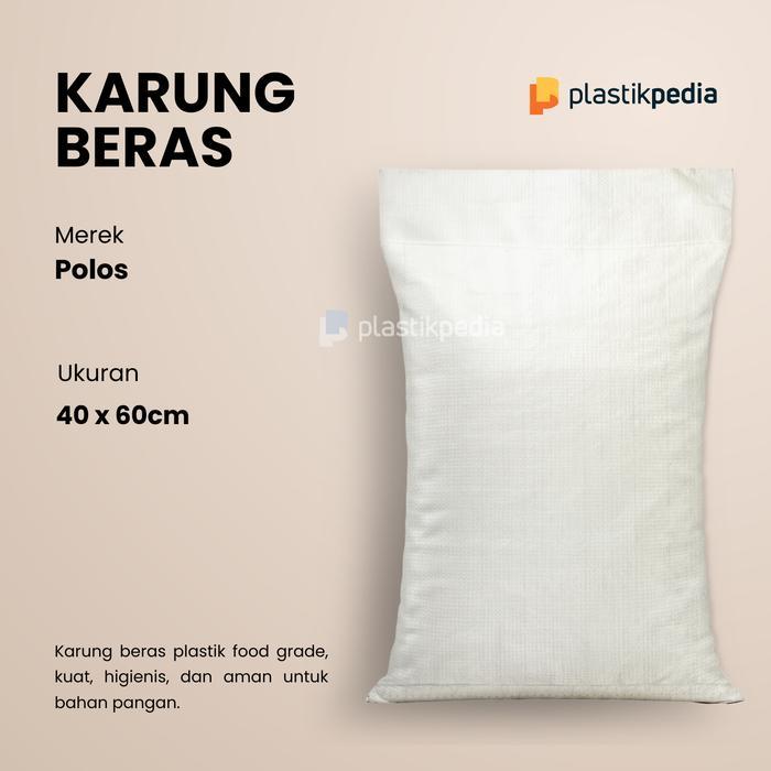 Karung Beras Plastik 15 Kg - Ukuran 40 X 60 cm Putih Polos (isi 50 pcs)