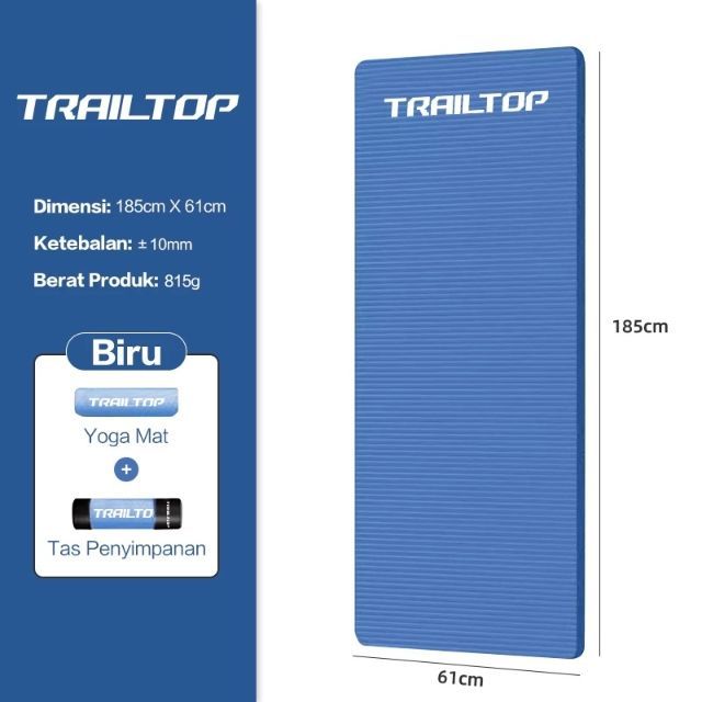 Gym Yoga Mat Blue 10mm - Fitness Matras Olahraga Anti Slip Workout