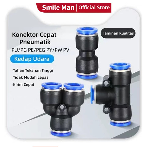 Pneumatic Fitting PY Sambungan Yee Selang Spc /FITTING SELANG ANGIN PU/PY6 Fitting Pneumatic Sambung